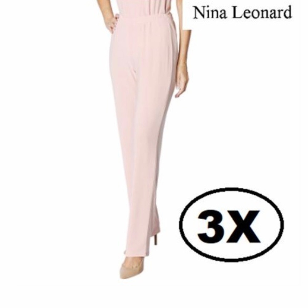 Nwt-Nina Leonard, Pull On Pant, Miracle Matte Jersey. Color:Peach/Pink. Size: 3X
